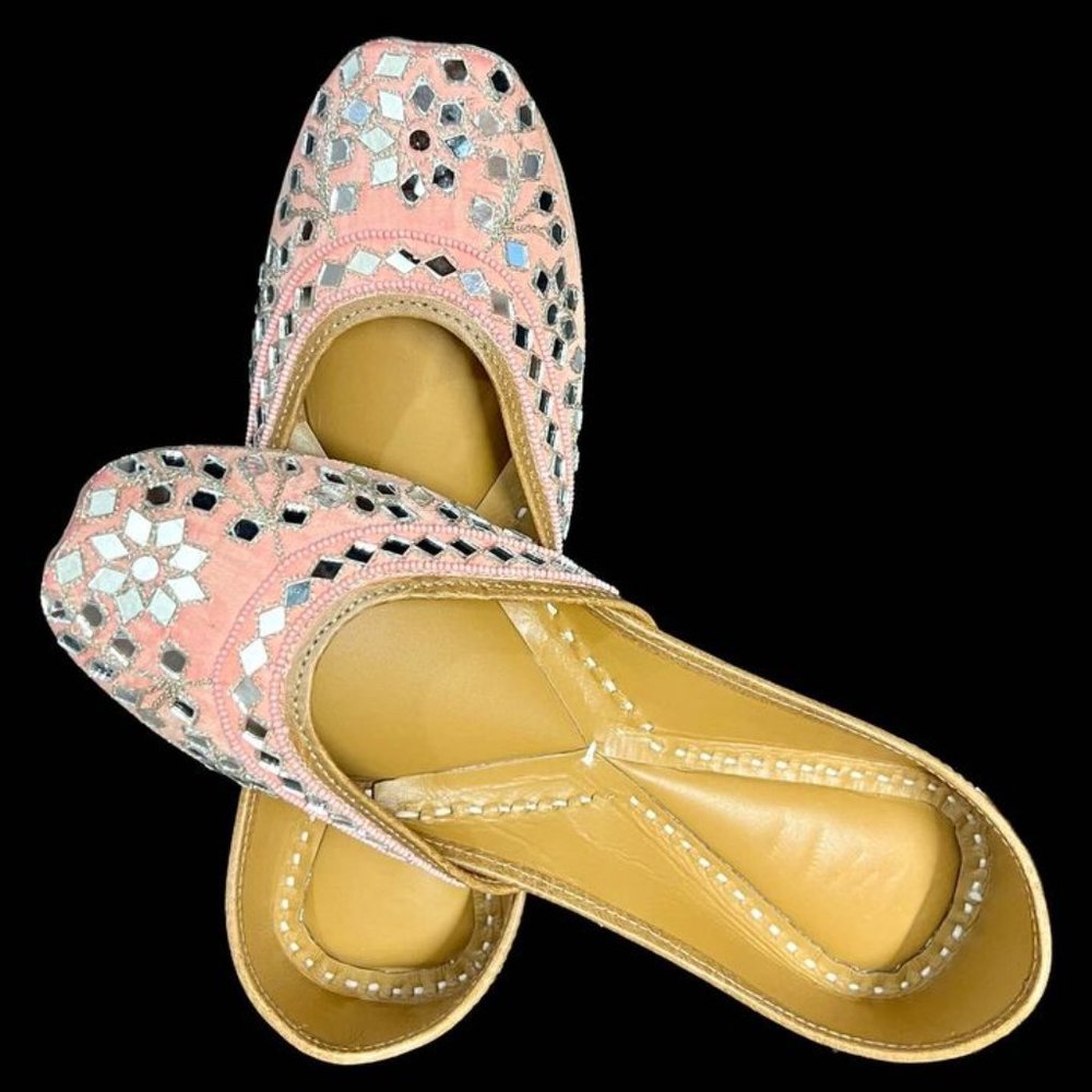 Traditional Handmade mirror work Punjabi Jutti ( US size 7 to 9 available)
